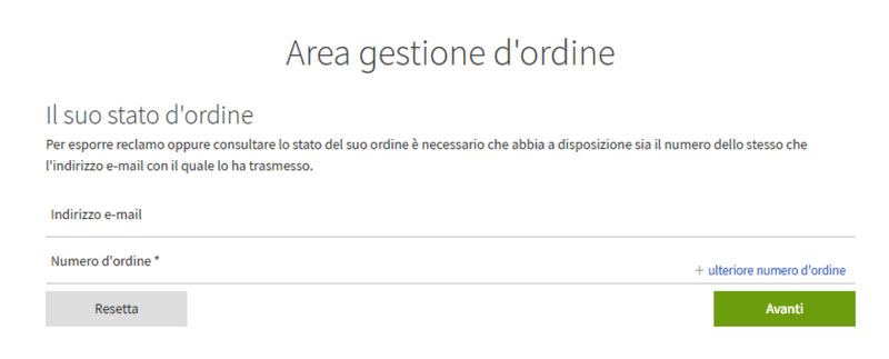 Panoramica dell'ordine